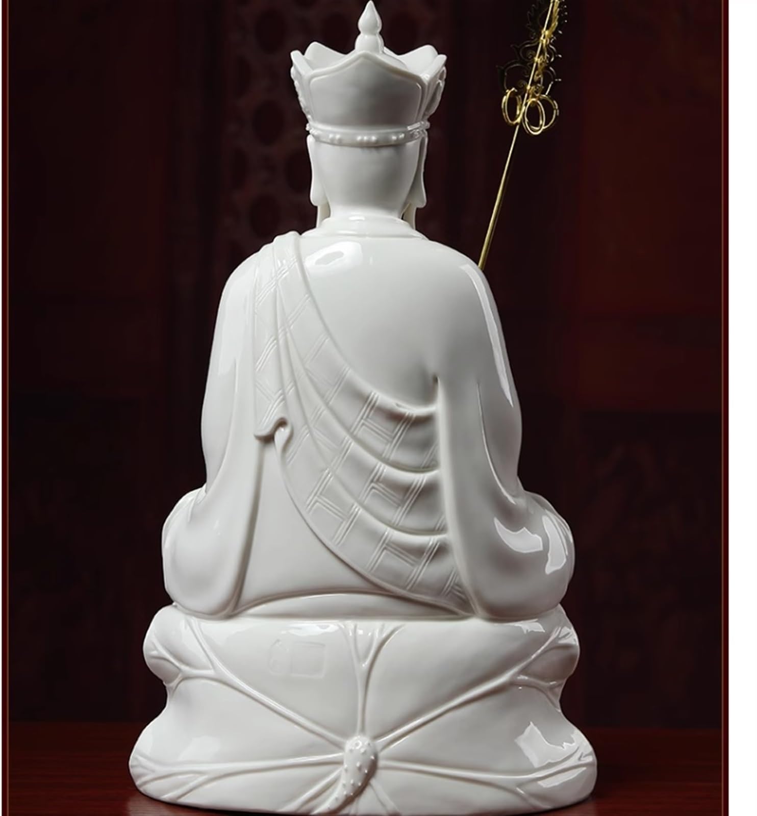 Estatuilla Buda Estatua De Buda Cerámica Sentado Ksitigarbha Bodhisattva para La Decoración Oficina Sala Estar del Hogar Estatuas Decorativas(White,14in)