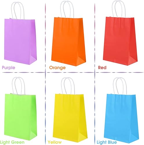 Miniatura 6 de XPCARE 100 bolsas de papel para regalo, 6.3"x3.15"x8.66 pulgadas, papel kraft, bolsas de fiesta a granel, recuerdos de arcoíris, pequeñas bolsas de