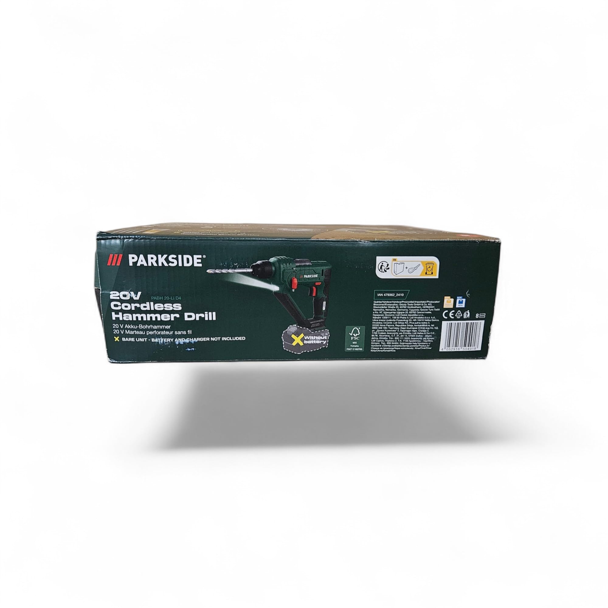 Martello perforatore senza fili, serie PABH 20 Li X20V (con batteria e caricabatterie, più una custodia per il trasporto).