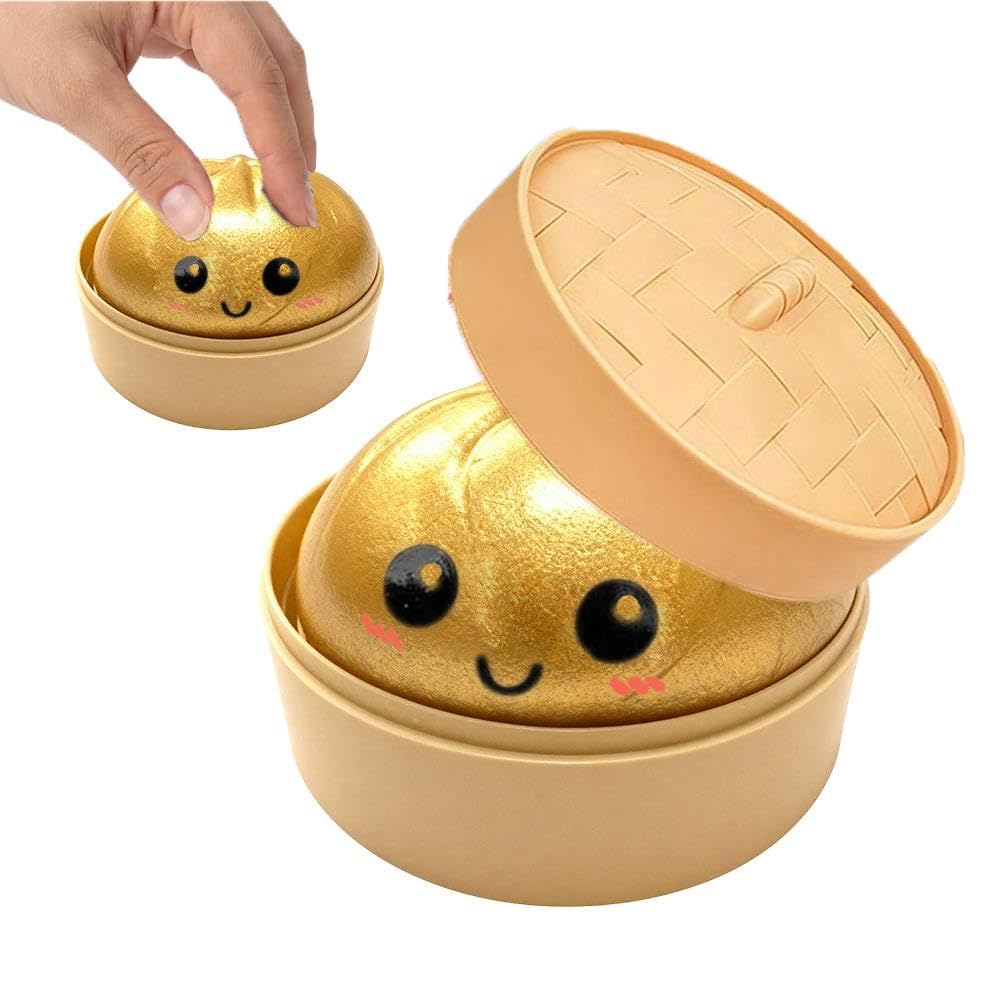 Glitter Dumpling Squishies, 2026 Upgrade Dumpling Squishies Mystery Box, Colorful Dumplings Stress Balls Fidget Sensory Toy, Stocking Stuffers with Food Steamer Stretchy Desk Toys (Clear Pink) — view 11
