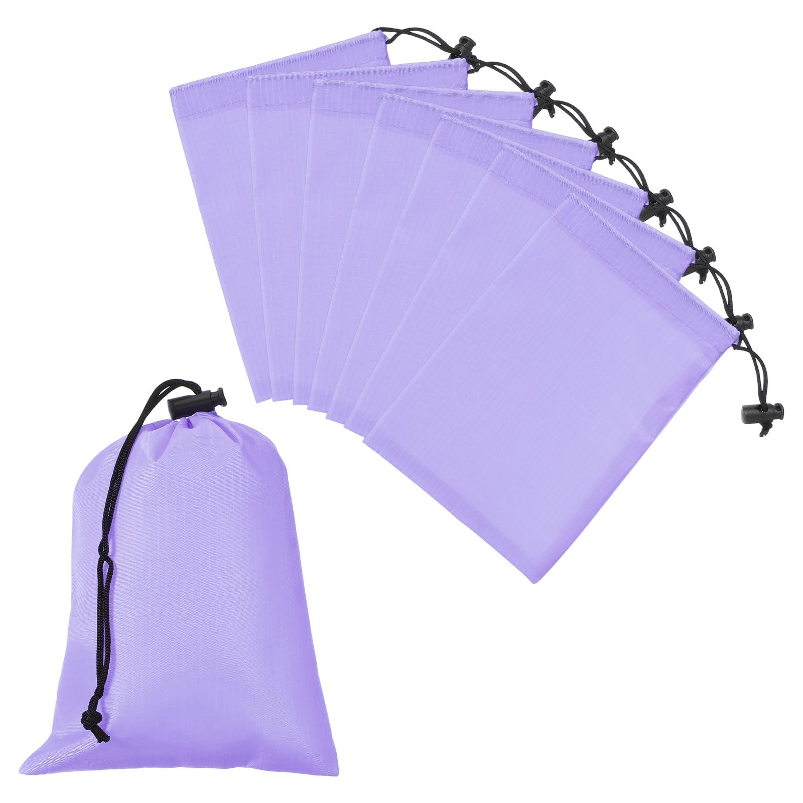 YELARXI Drawstring Bag with Toggle, Stuff Sack String Waterproof Travel Storage Bags Cinch Stuff Pouch 6" x 8" & 8 Pack & Light Purple -Fitting for (Gym/Traveling/Hiking/Yoga/Office/Shoes)