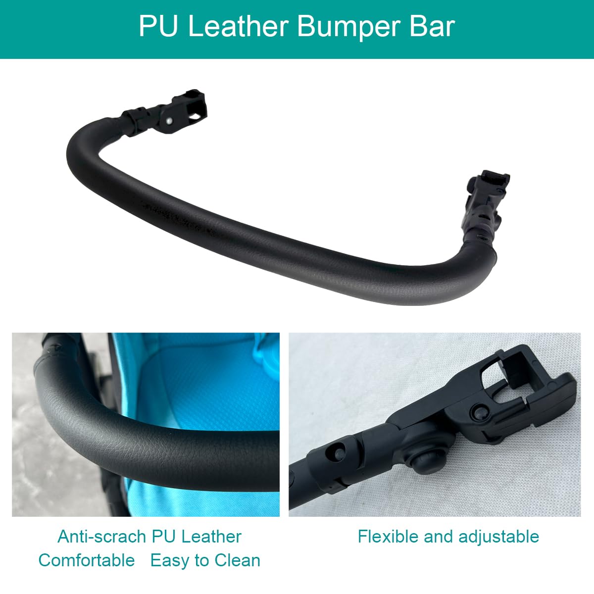 Baby Stroller Bumper Bar Compatible with Cybex Libelle, Orfeo, Pockit+ All City Strollers, Anti-Scratch PU Leather Fabric, Adjustable : Baby
