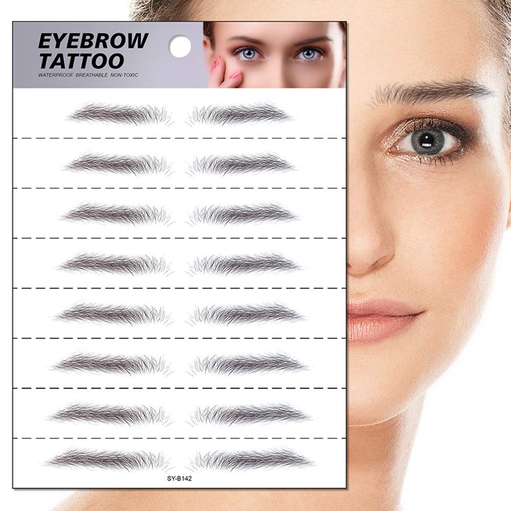 S.A.V.I 8 Pairs 6D Natural Look Eyebrow Styling Long Lasting Up to 7 Days Waterproof Temporary Tattoo Stickers - 1 Sheet (142)