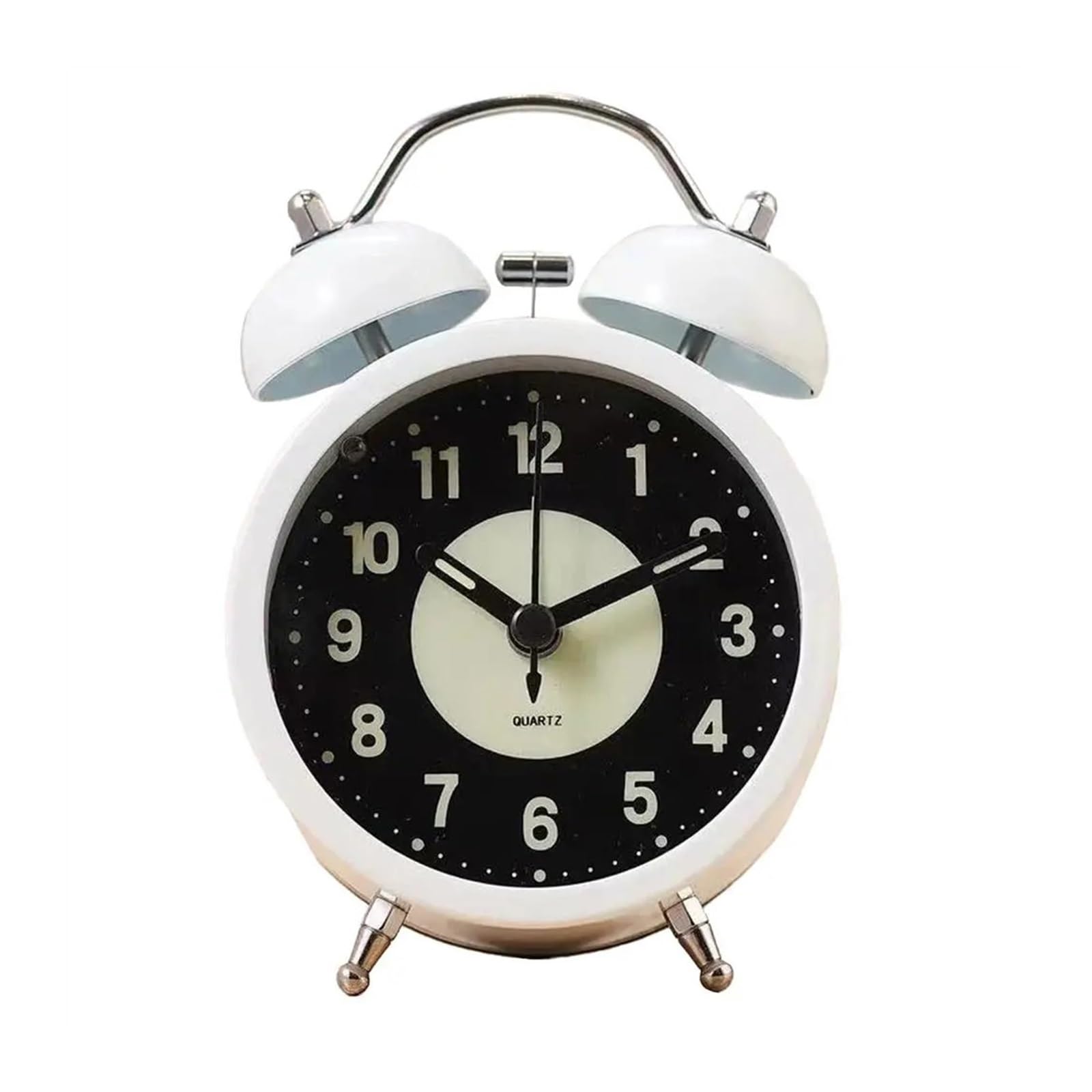 G5z9w3c7m2 White Loud Alarm Clocks Analog Luminous Alarm Clock Retro Table Desk Battery Operated With Backlight Loud For Heavy Sleepers Bedroom(White)