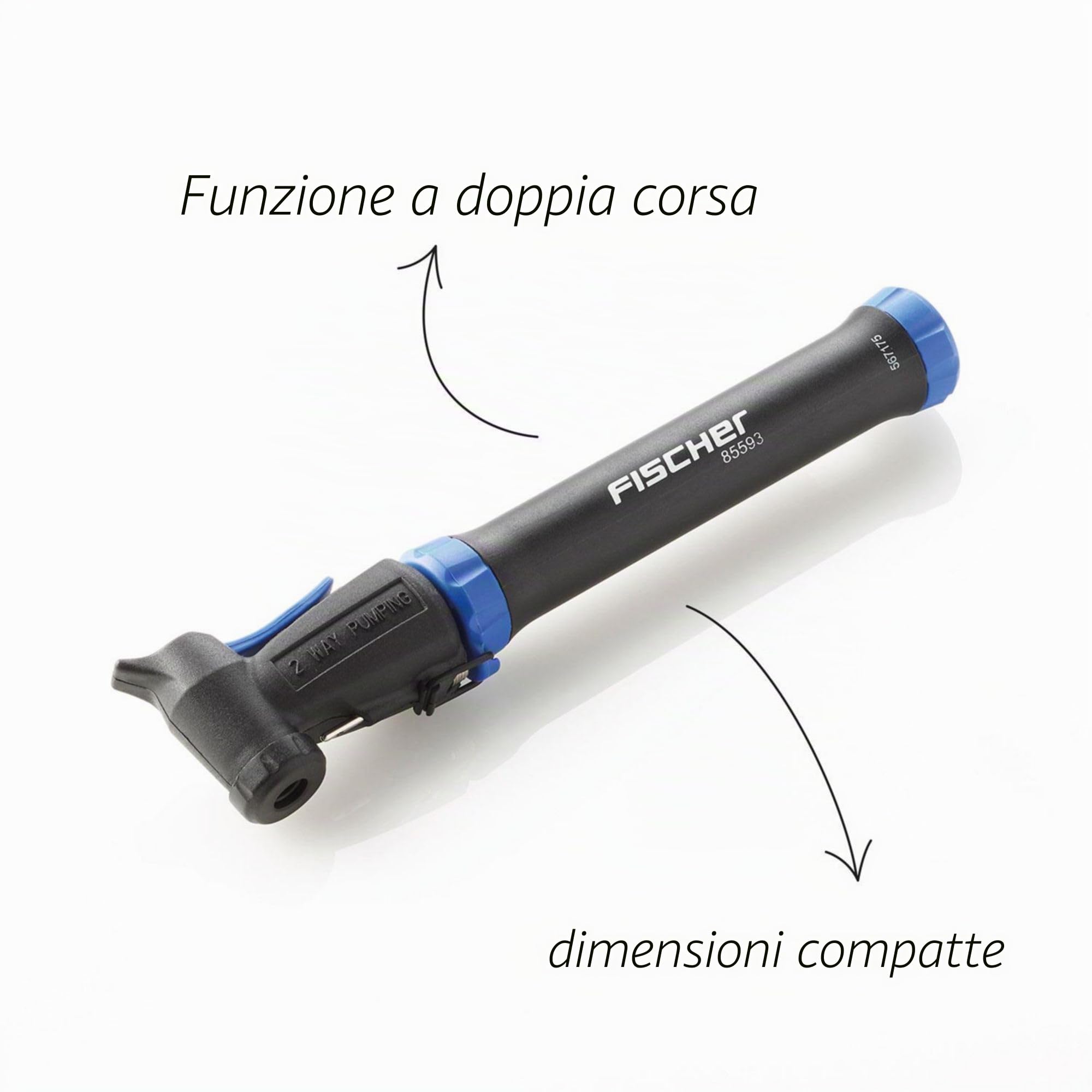 Fischer Mini-Pompa con Funzione Doppia Corsa Reversibile, Nero, 85593
