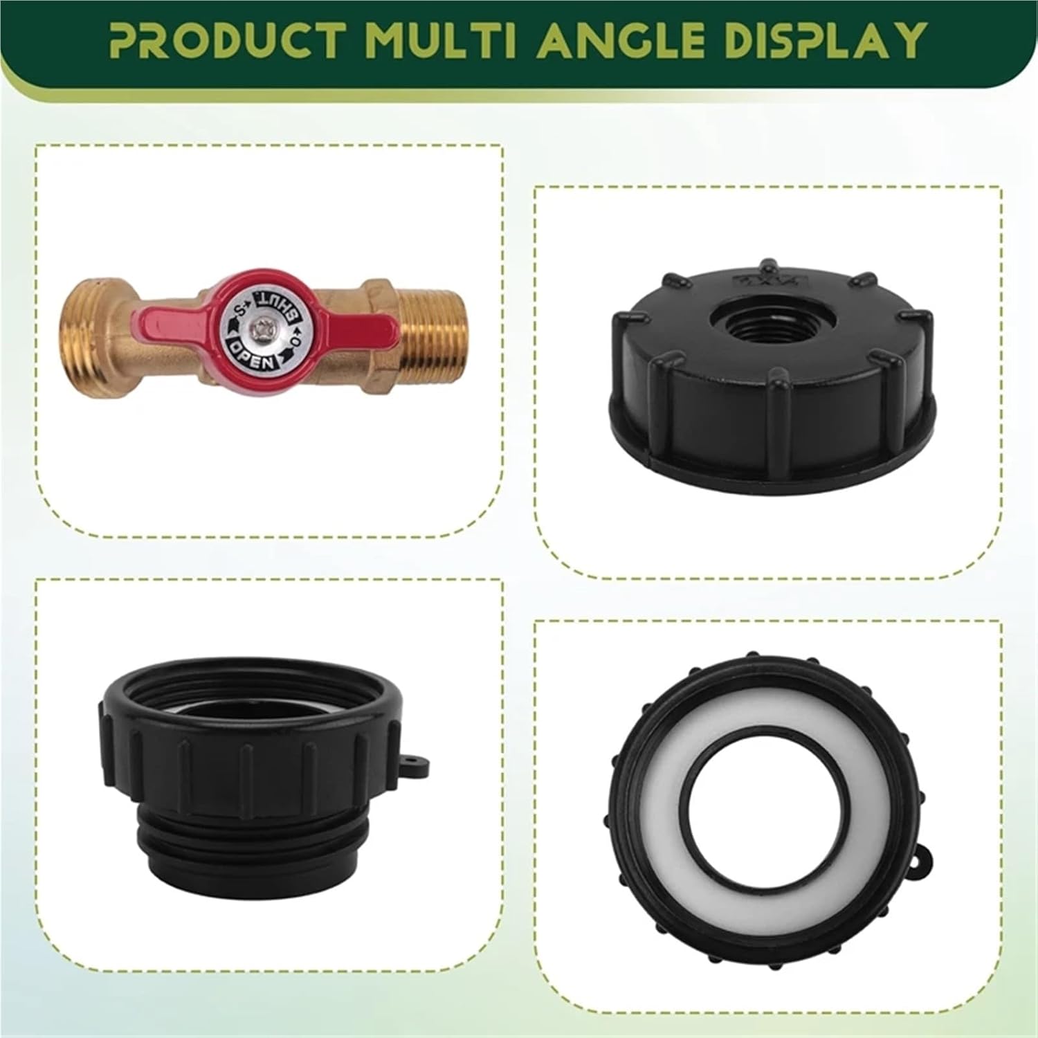 Tote Fitting,275-330 Gallon Tank Adapter Fine Thread Valve,Lead-Free Brass Hose Faucet Tool for Outdoor Plastic Bucket Water Tanks