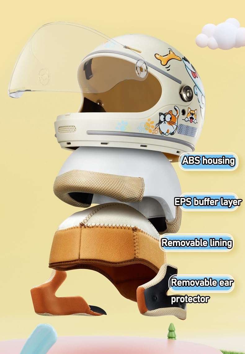Amazon.com: Kids Cute Cartoon Style Full Face Helmet, DOT Certified 4-12  Years Old Boys Girls Motorcycle Four Seasons Helmet, Youth Four-Wheel MTB  Kart Bike Racing Electric Scooter Sports Helmet-A/1|46-52CM : Sports &