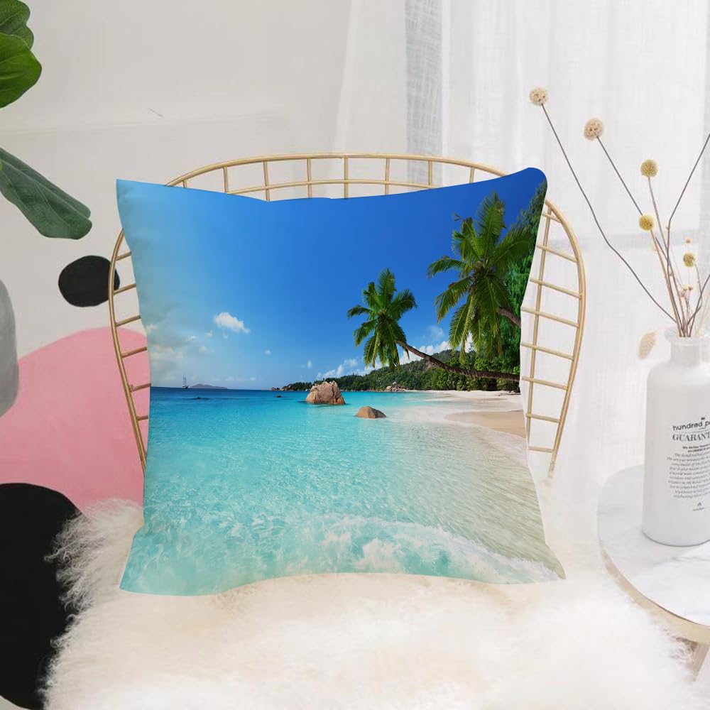 Hyosxw Ocean,Anse Lazio Beach At Praslin Island Sur - A4 Cushion Cover,Throw Pillow Case Home Decorative For Living Room Bedroom Sofa Chair 18X18 Inch,Ocean,Anse Lazio Beach At Praslin Island Surfing Beach Scenic Vie,Pillowcase 45X45cm