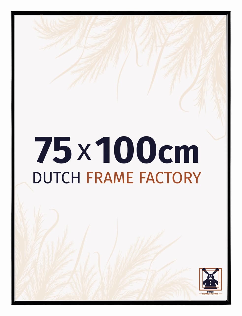 Dutch Frame Factory - Picture frame 75x100 cm - Black High Gloss - Plastic Picture frame with Antireflex Acrylic glass - Photo frame 75x100 cm - Easy