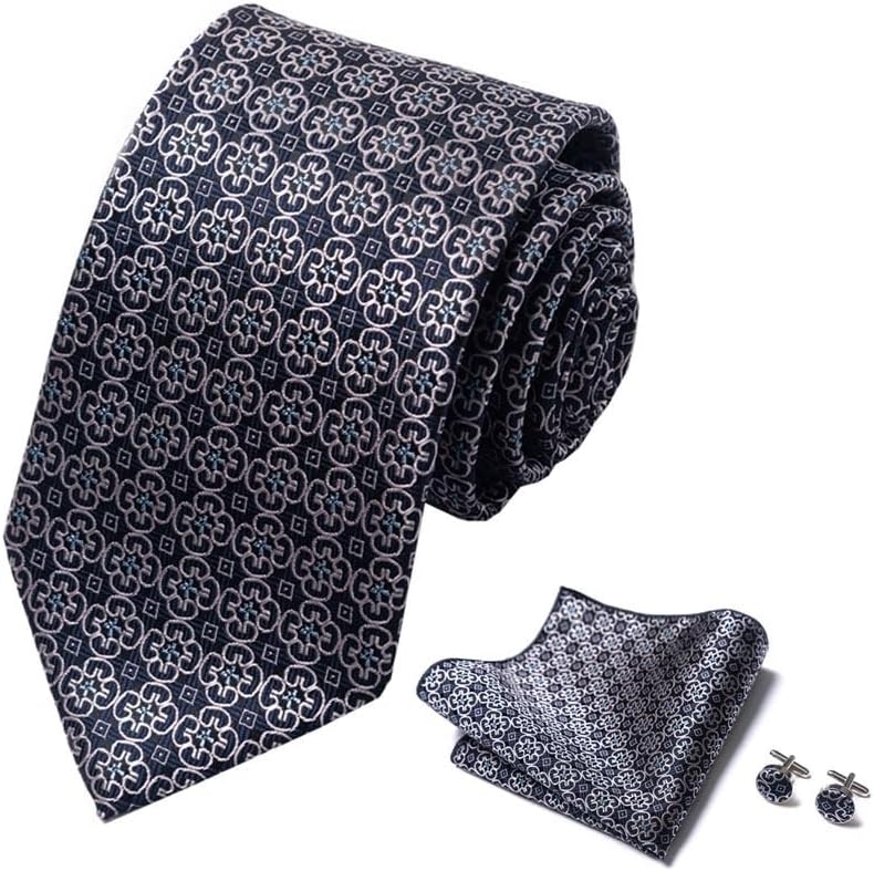 Men's formal business tie cufflinks pocket square set