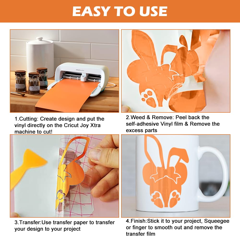 Smart Vinyl Permanent 24 Fogli 30x30 Cm Per Cricut Maker 4 E Explore 4 – 16 Colori + Pellicola Trasferimento, Per Tazze E Fai-da-te