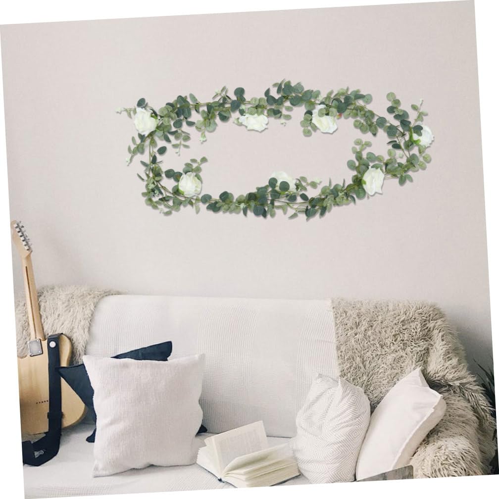 Cabilock 3stücke Künstliche Eukalyptus Und Rosen-Girlande Aus Rattan Lange Wanddekoration Für Hochzeiten Partys Und Wohnräume Umweltfreundliches Material Einfach Zu Reinigen