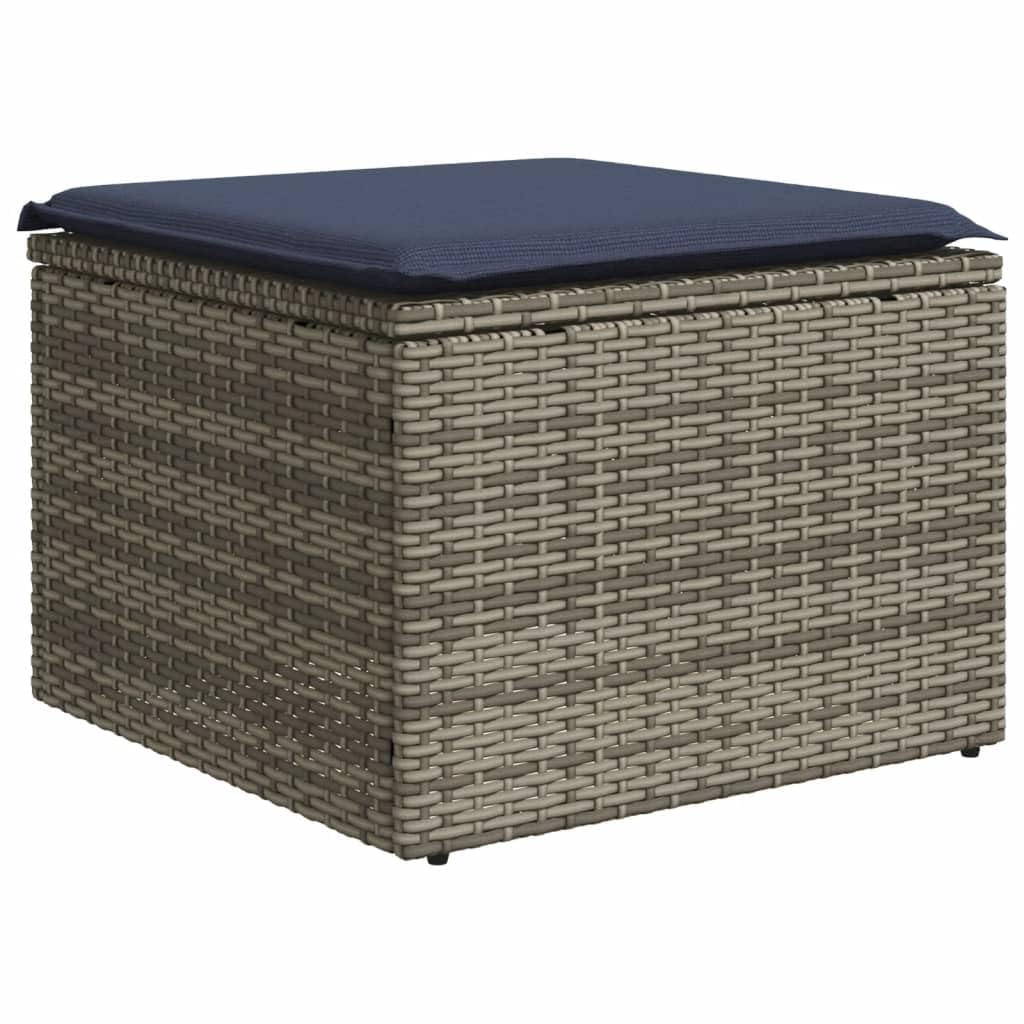 7-częściowy zestaw mebli ogrodowych z poduszkami, szary polirattan, meble ogrodowe na balkon, do wypoczynku i do ogrodu, na zewnątrz, wygodna sofa outdoorowa z trwałego materiału