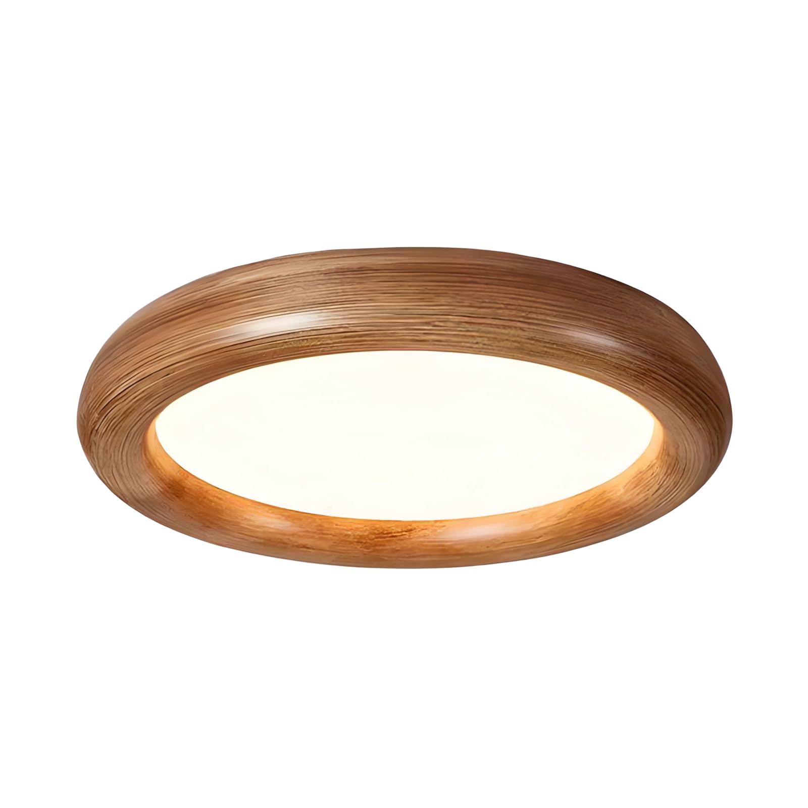 YNVIOZM Wood Grain Flush Mount Ceiling Light Nordic Round Resin LED Lighting Fixture, 3-in-1 Color Temperature Low-Profile Ceiling Lamp for Bedroom Kitchen Closet Office