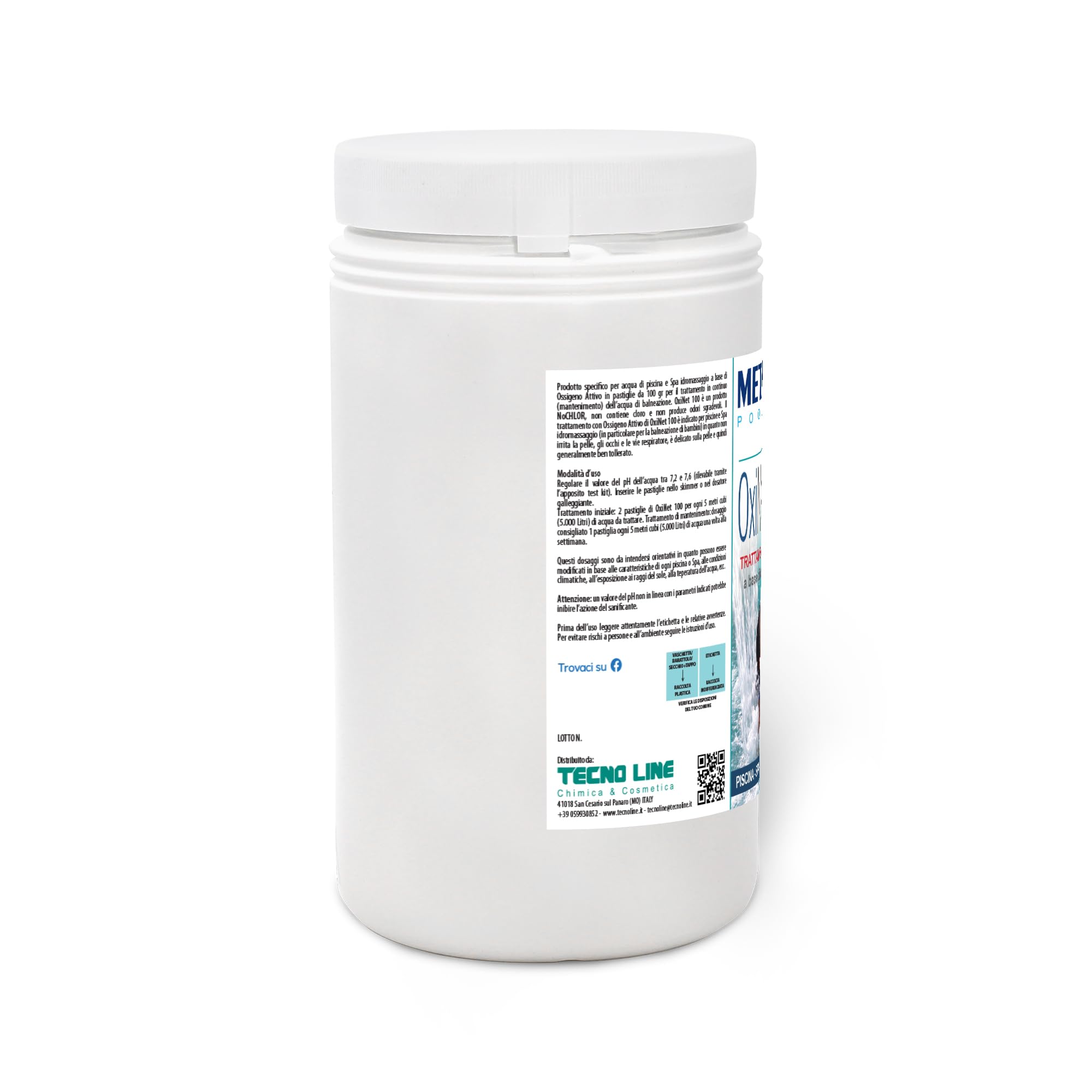 Metacril OxiNet 100, Ossigeno Attivo in Pastiglie da 100 gr - 1 Kg | Ideale per Piscina o Spa Idromassaggio di qualsiasi Marca o Modello