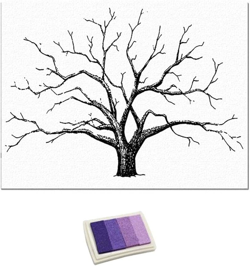MYADDICTION Wedding Thumbprint Tree Finger Painting Wedding Guest Book Purple