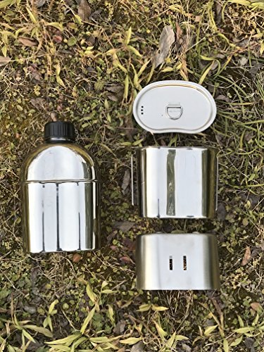 Jolmo Lander G.I.Style Canteen Kit,Canteen 1.2L,Canteen Cup 0.8L, Cup Lid,Stand/Stove,Cover 5pcs Set