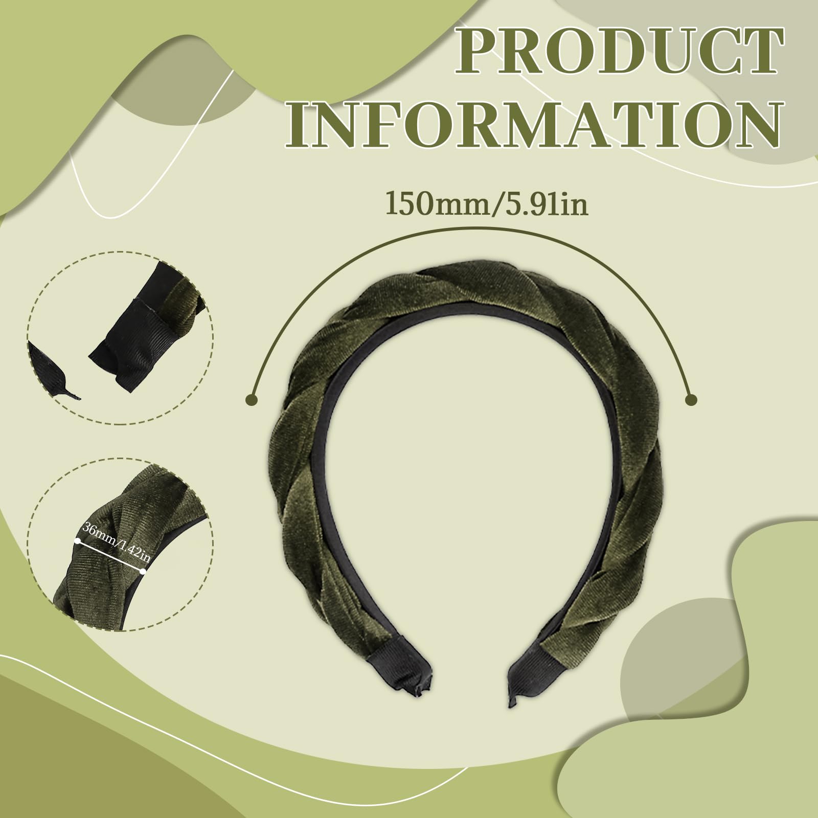 Ecarla - Cerchietto per capelli Turbante intrecciato, crema