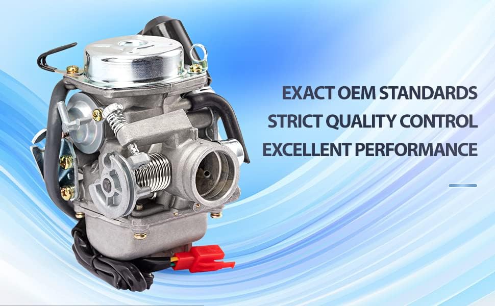 Miniatura 7 de Carburador GY6 150cc para motores de 4 tiempos 125cc 152QMJ 157QMJ Motocicleta Scooter con estrangulador eléctrico de 24mm PD24J con colector de