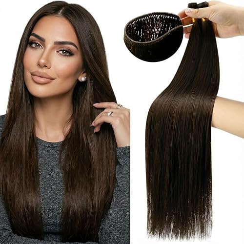 Moresoo Genius Weft Hair Extensions Human Hair Medium Brown Hair Sew in Extensio