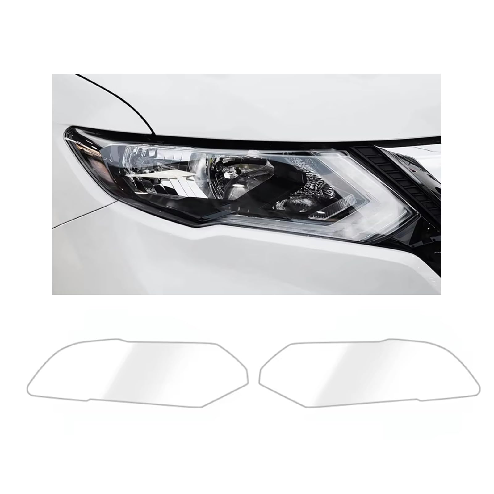 Headlight Film for Nissan X-Trail/Rogue T32 2017-2021, 1Set Transparent/Smoke Black Car Headlight TPU Protective Film