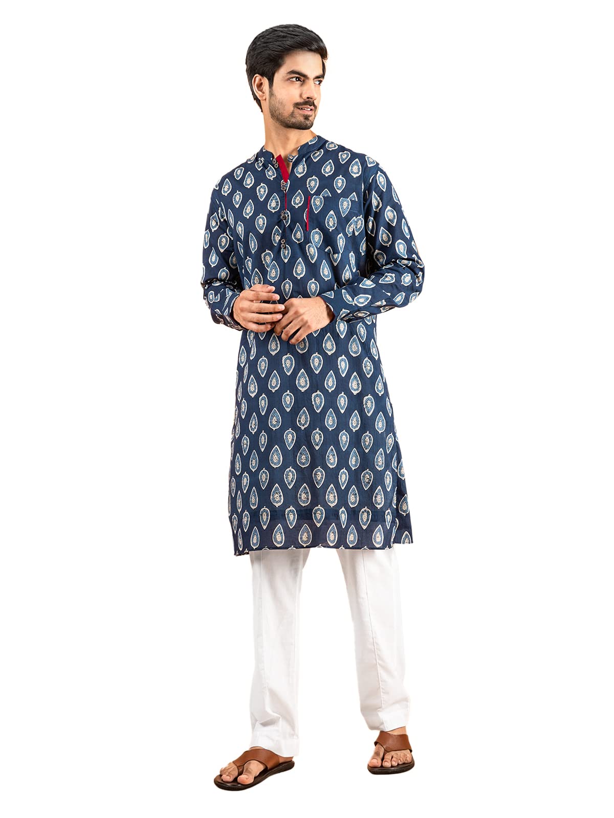 by MensXP Nawab Indigo Print Kurta