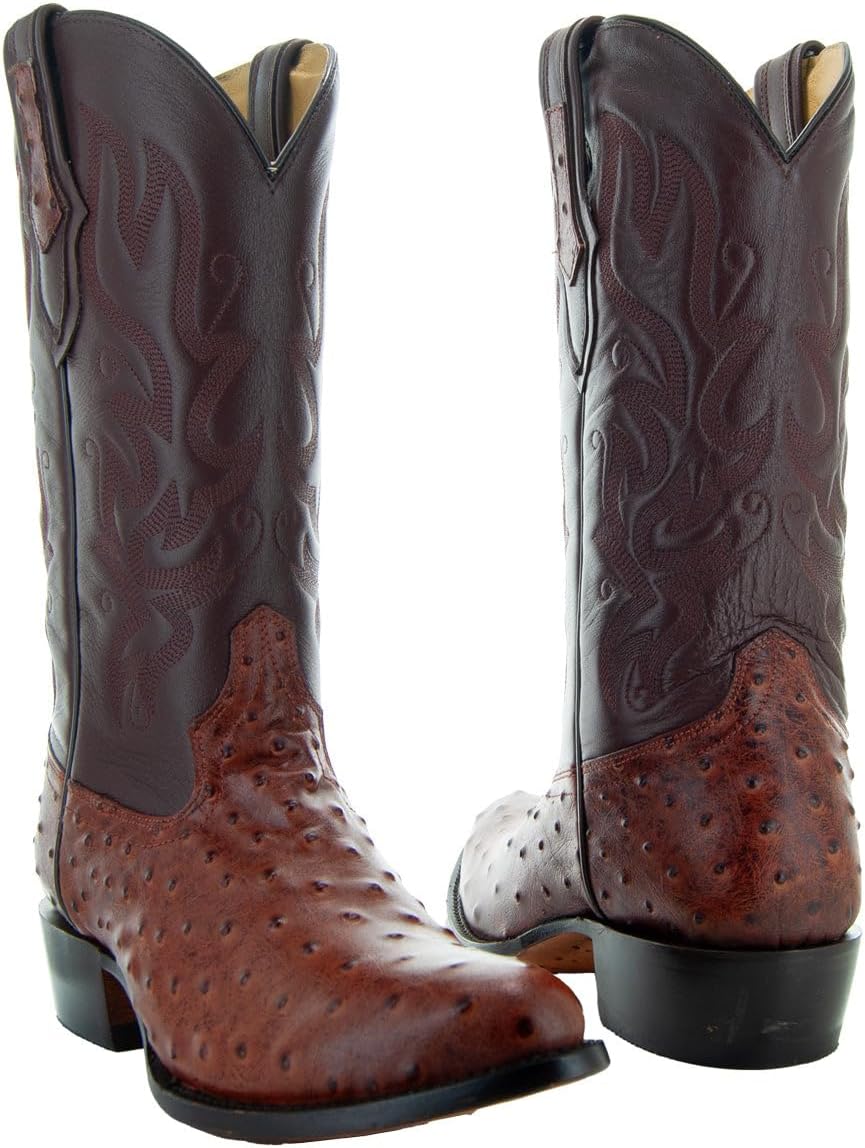Soto Boots Men's Ostrich Print Cowboy Boots, Exotic Print Men's Cowboy Boots, Western Boots For Men H7002 - Image 4