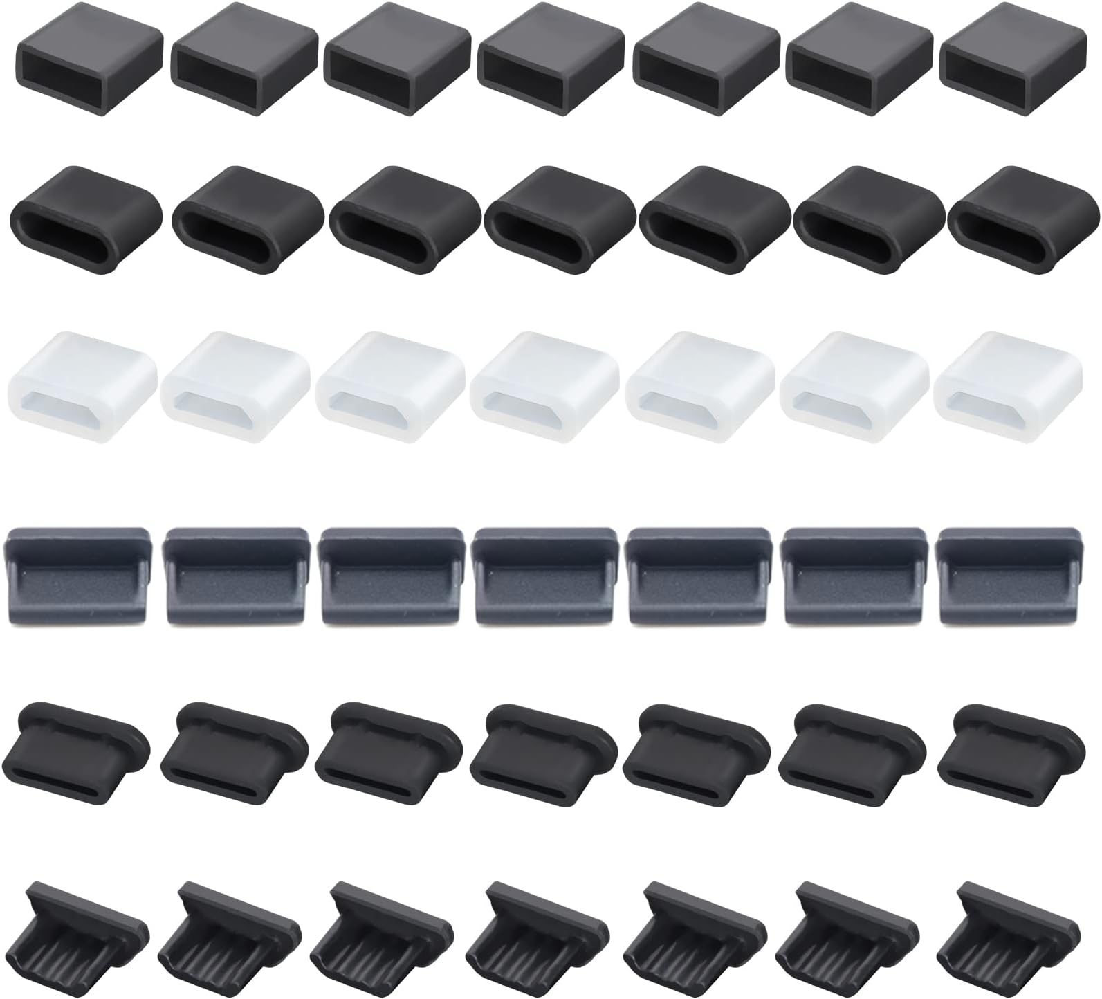 Futheda 20Pcs Silicone Mini USB Micro USB Port Anti Dust Plug Stopper Cap Cover Compatible With Mobile Phone Black