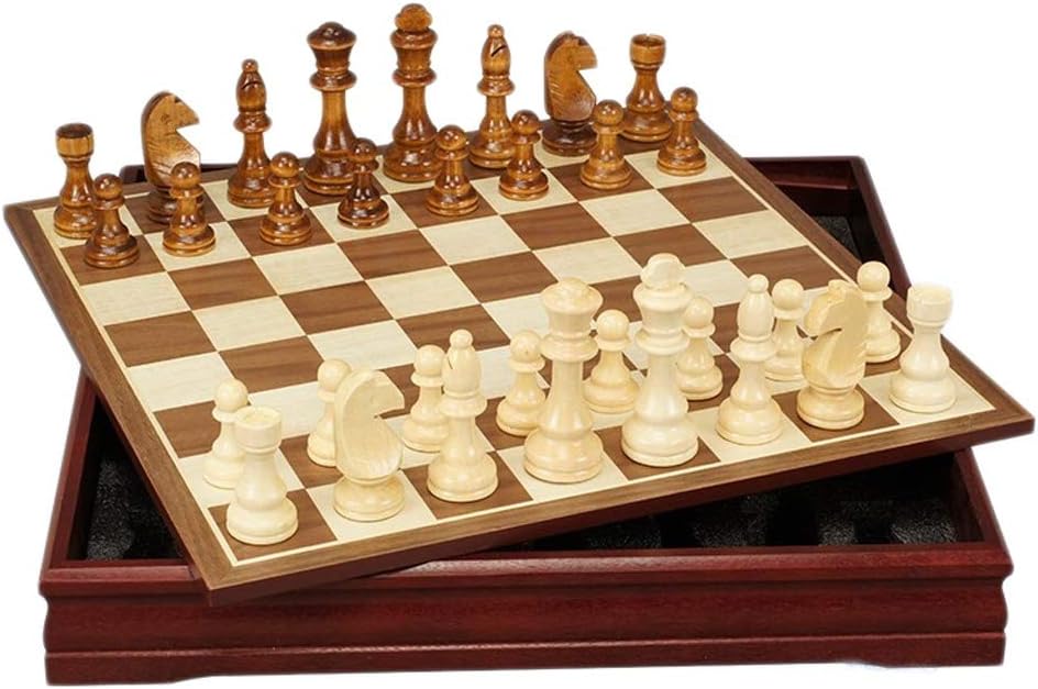 Checkers Backgammon Travel Wooden Wood Chess Pieces Chess Set (Size : 30304cm) (45 * 45 * 6cm)