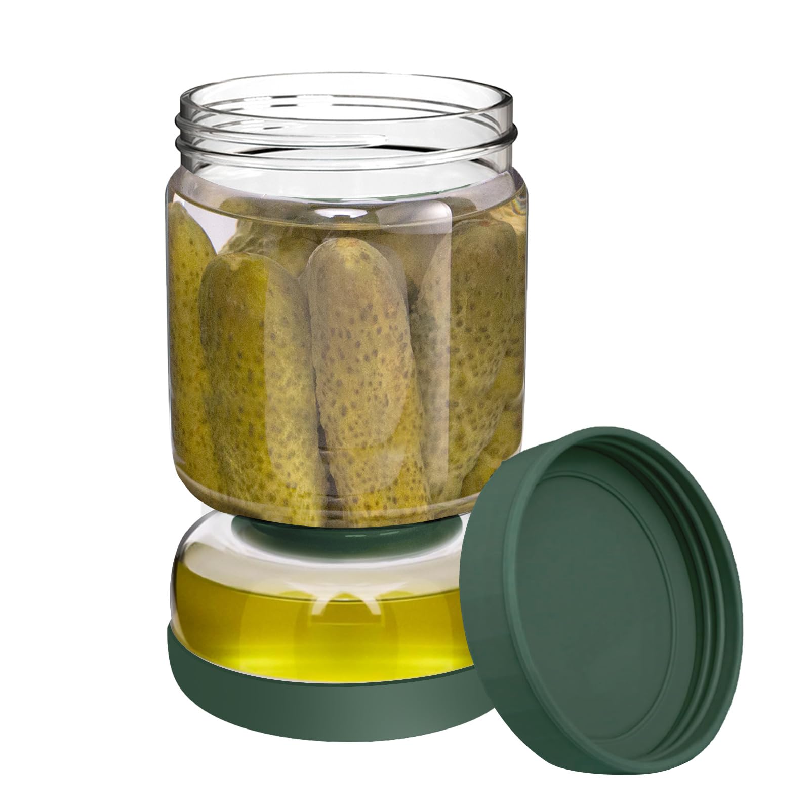 Pickle Jar with Strainer Flip,34oz Glass Pickle Jar Leakproof Airtight Pickle Container with Strainer Juice Separator Jar for Capers Olive and Jalapenos Dishwasher Safe-Green