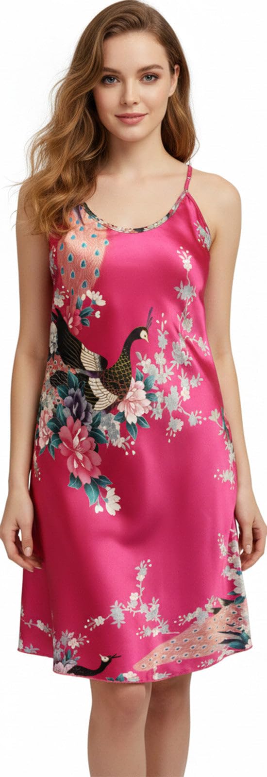 Trifolium Kimono Robe And Chemise Silky Peacock Satin Nightgown Bathrobe Wedding Negligee Nightdress — view 26