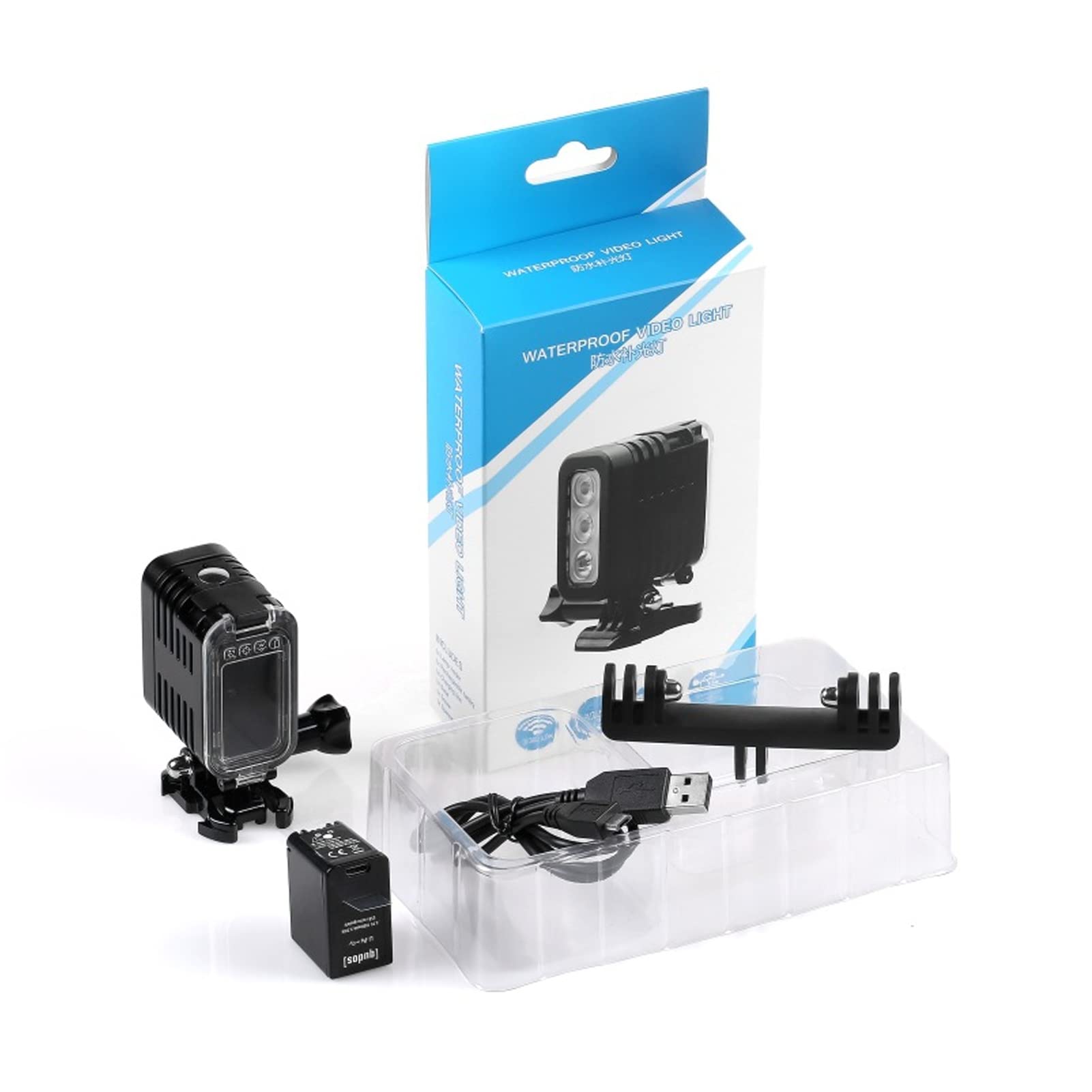 Yunseity Luce Subacquea per, Action Camera, Luce di Riempimento Subacquea Dimmerabile Impermeabile da 147 Piedi, Luce Video LED Ricaricabile USB