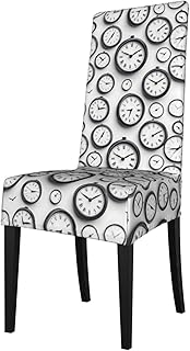 Chair Covers for Dining Chairs - Vintage Clock Face Print Stretch Removable Dining Room Seat Covers for Chairs, Washable Chair Cover for Living Room, Home, Banquet, Hotel
