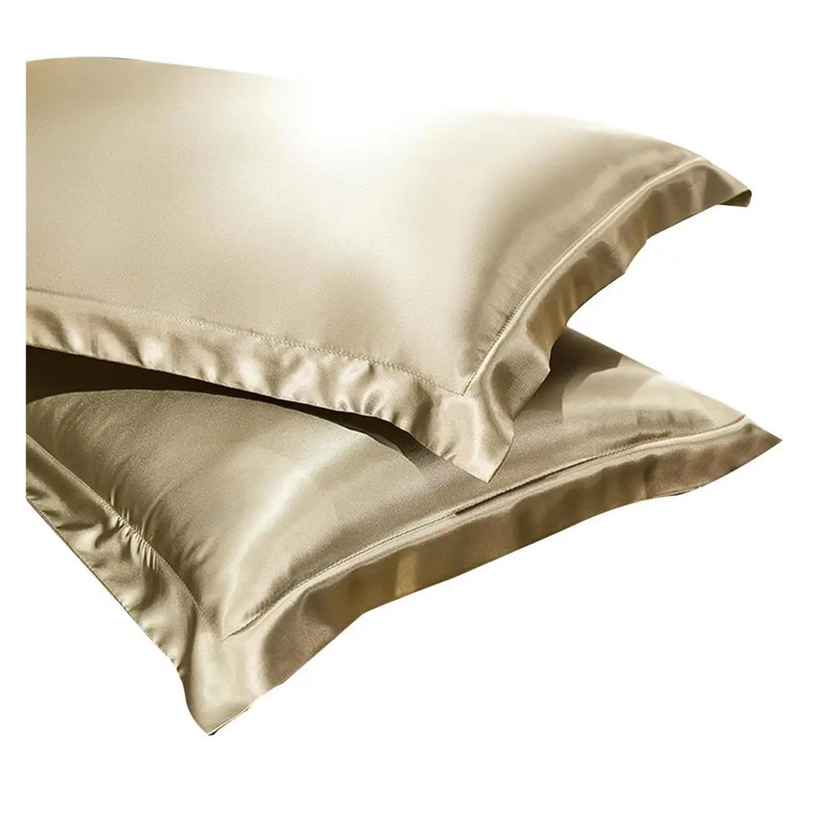 Silky Pillow Covers, 2pcs Silk Pillowcase Satin Multicolor 19x29in Home Bedd Decor Beauty Sleep(Champagne)