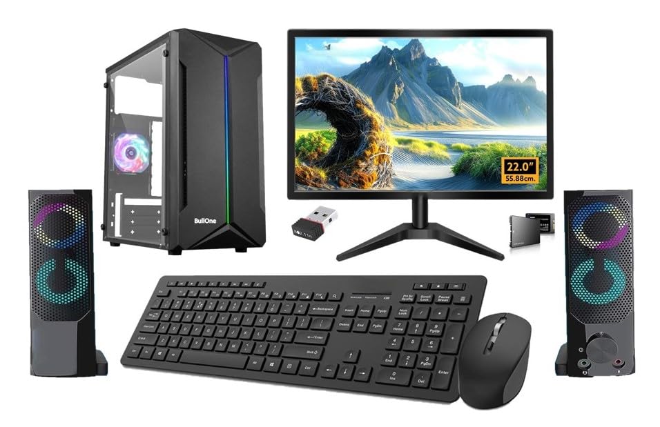 All-in-One Desktop Computer Set, i5 4th Gen, 16GB RAM, 500GB SSD, 22inch HD LED Monitor, 4GB Graphics Card, Sound Bar, WiFi, Win 10 (16-500-4GB)
