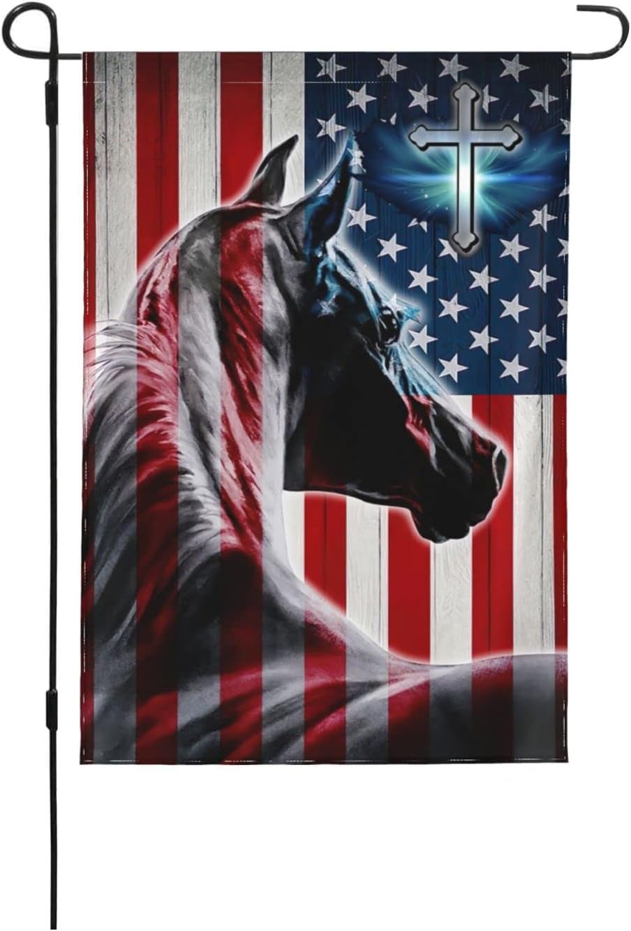 Outdoor Decorations Patriotic,Horse & Cross Garden Flag Double Sided Outside Yard