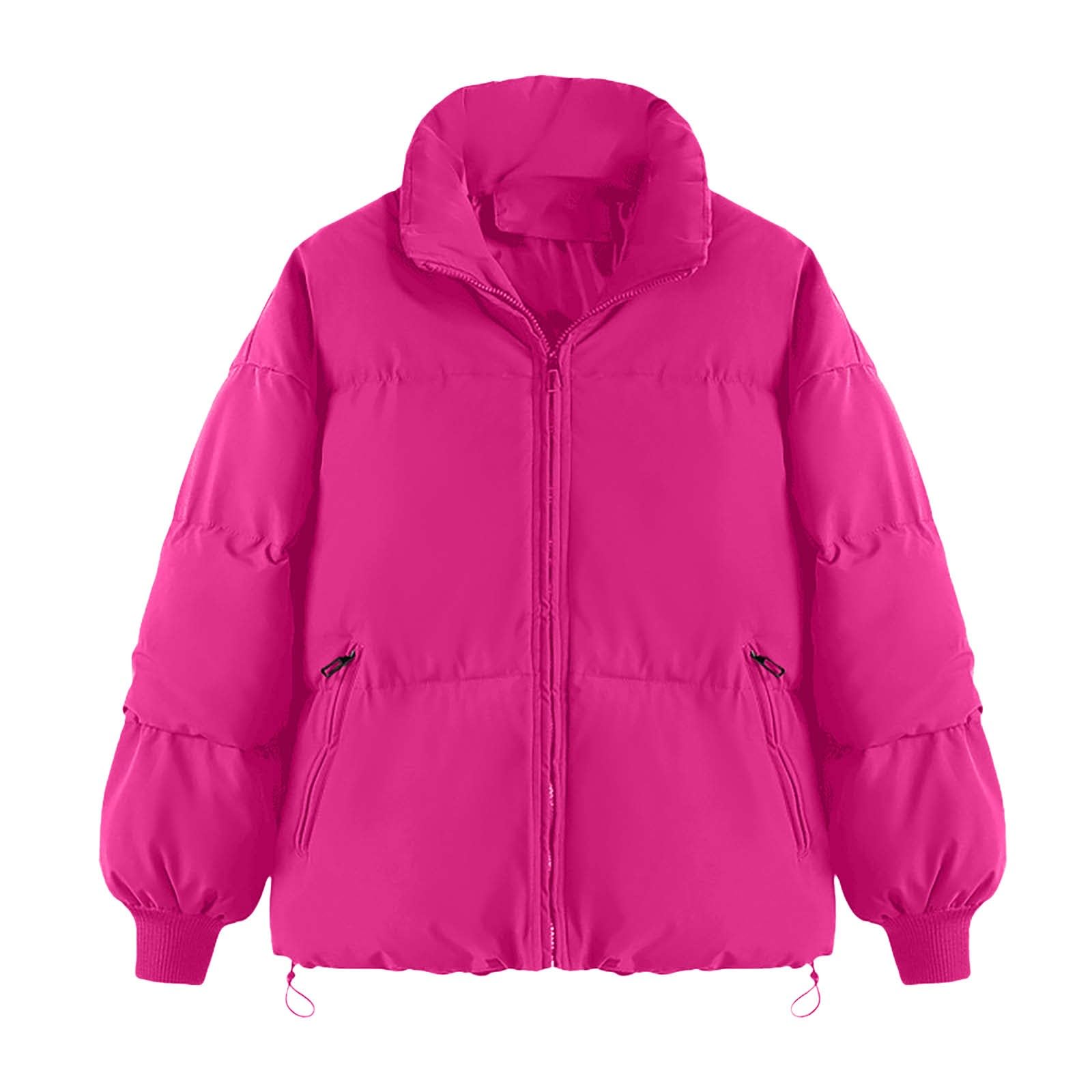 Generisch Cappotto invernale corto imbottito, caldo, isolato, con cerniera, leggero materiale trapuntato, tasche, abbigliamento esterno per il freddo