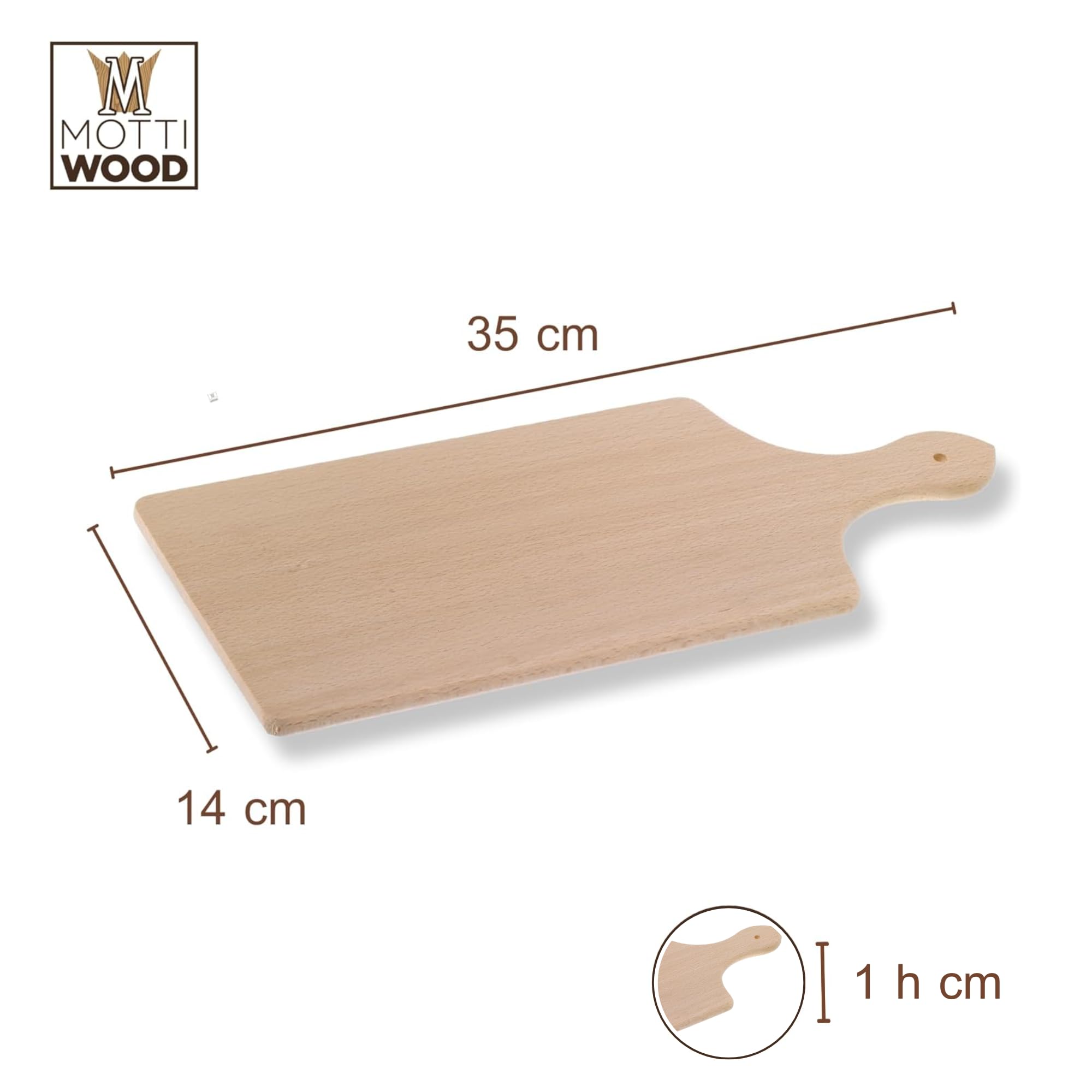 Set 10 Taglieri da Cucina con Manico, 100% Legno Faggio, Perfetto per Tagliare e Servire, Dimensioni 35x14x1hcm, Alta Resistenza, 10 Taglieri, Made in Italy