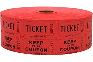 INDIANA TICKET CO. Premium 2,000 Red Double Raffle Tickets 50/50