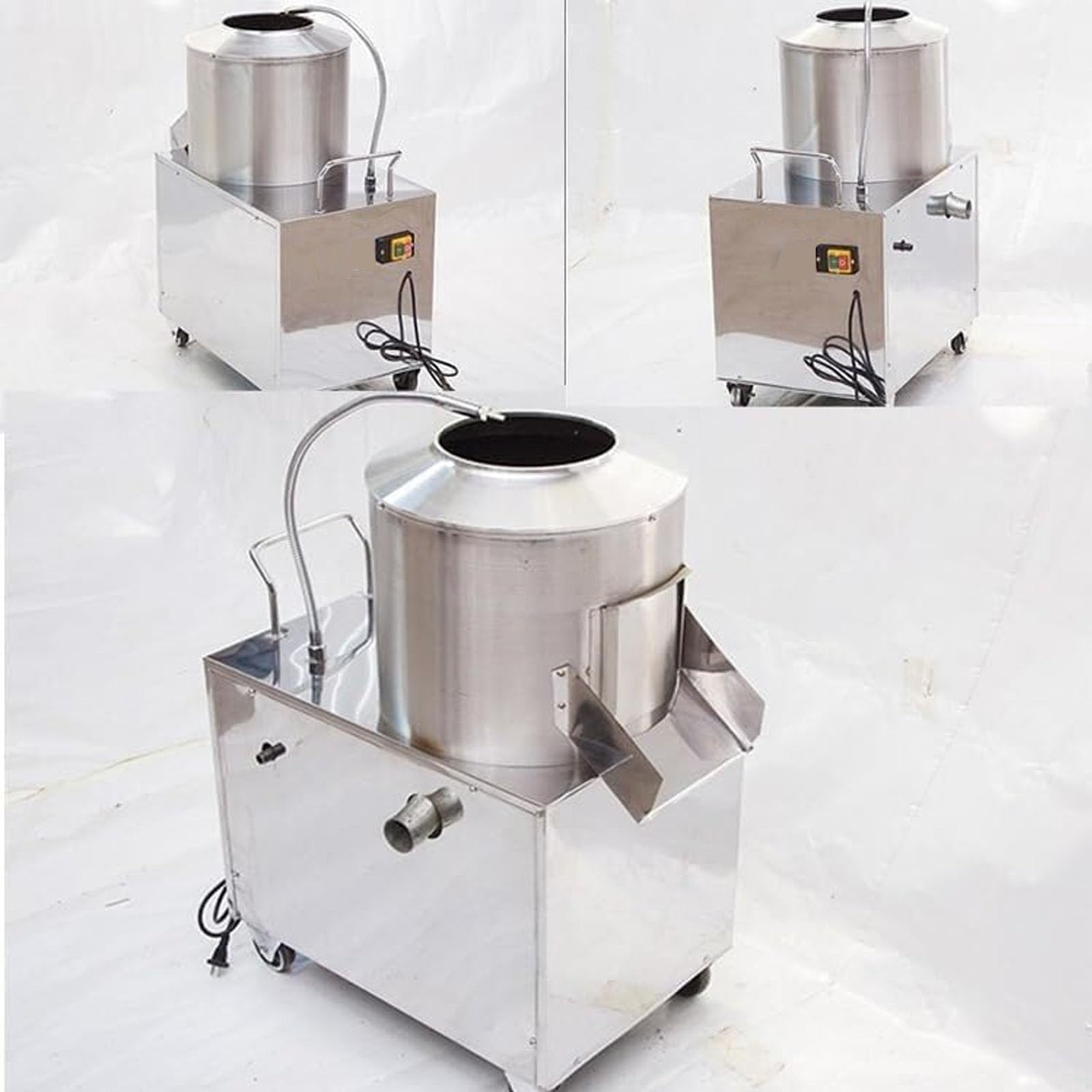 Pelapatate Professionale Da 1500 W, Capacità 240 Kg/h, Rivestimento Abrasivo In Sabbia Rossa, Tubo Di Spruzzo Dacqua Integrato, Interruttore Impermeabile, Per Pelare Patate, Taro, Patate Dolci E