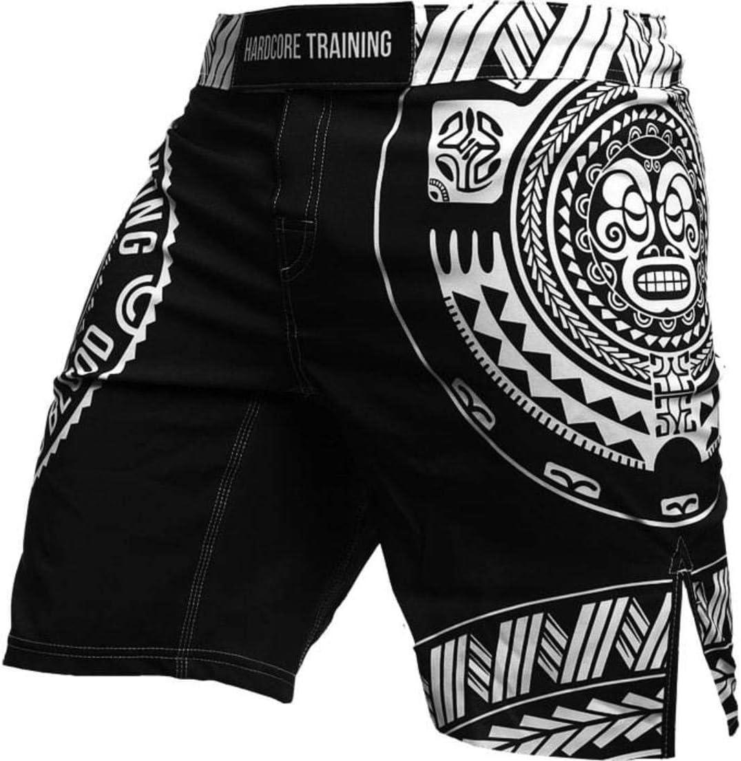 Training Fight Shorts Ta Moko Black Men's Boxing MMA Combat BJJ Grappling Fitness Muay Thai Kickboxing No Gi
