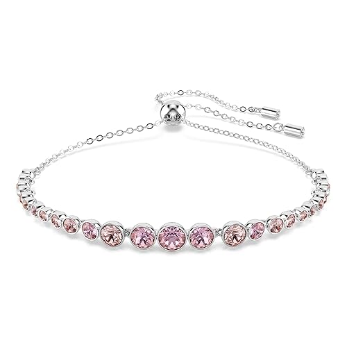 Swarovski Emily Tennis Bracelet Jewelry Collection - Pink Tone Crystals - Rhodium Tone Finish