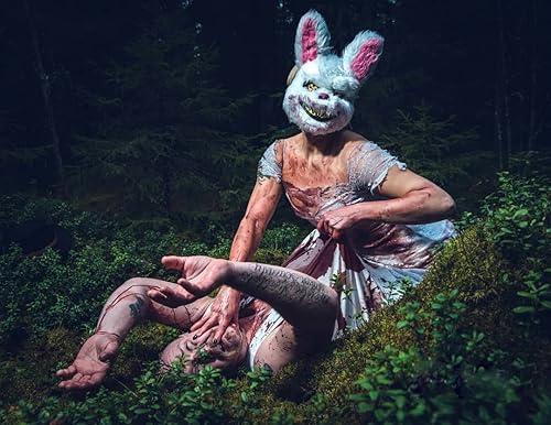 Miniatura 5 de BESSEEK - Máscara de Halloween, máscara de conejo y oso, terrorífica, máscara de cabeza de animal de felpa, sangrienta, accesorios de disfraz,