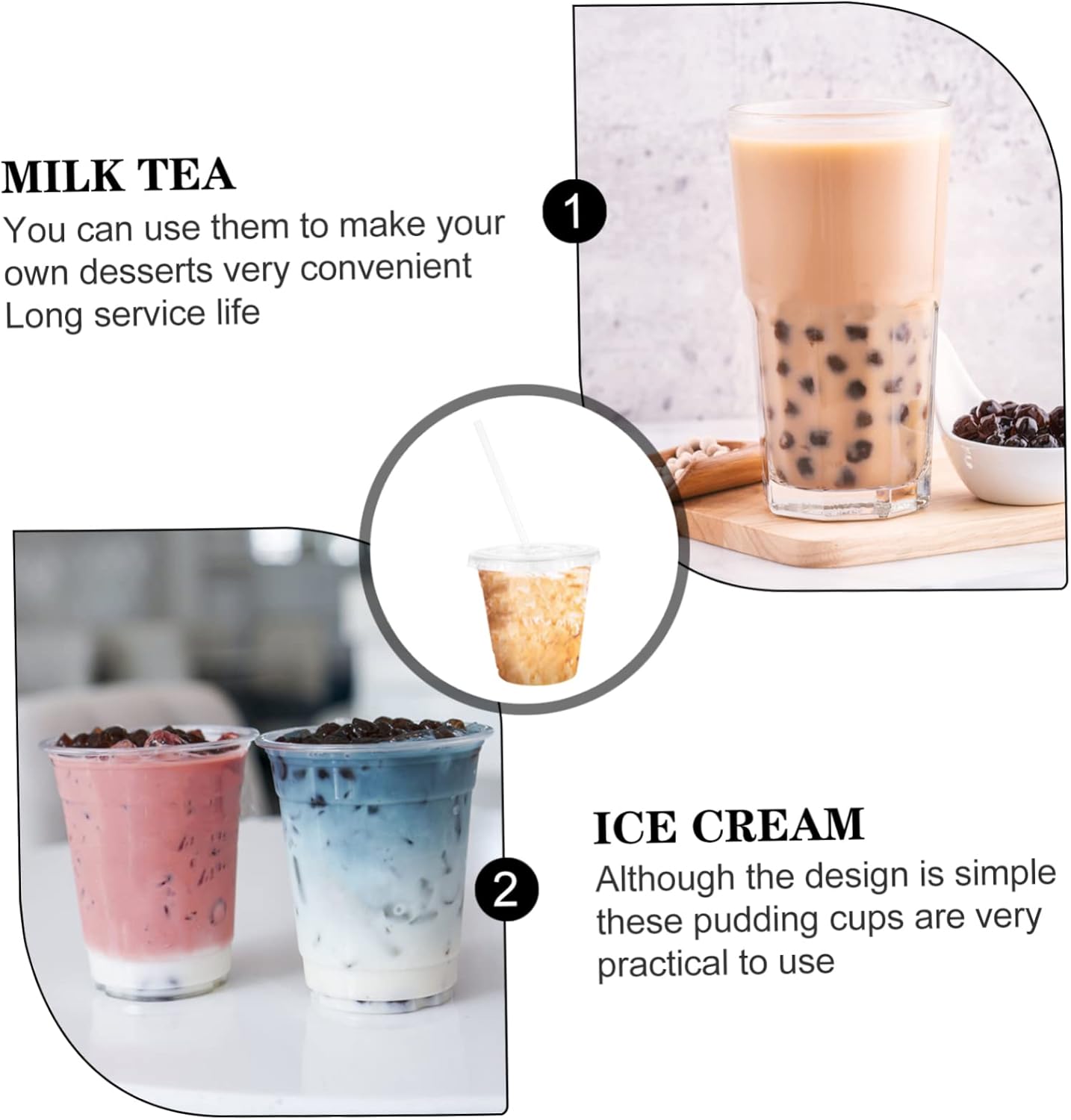 Elegant Milk Tea Cup Set 200pcs Plastic Juice Cups with Lids Straw Perfect for Summer Parties