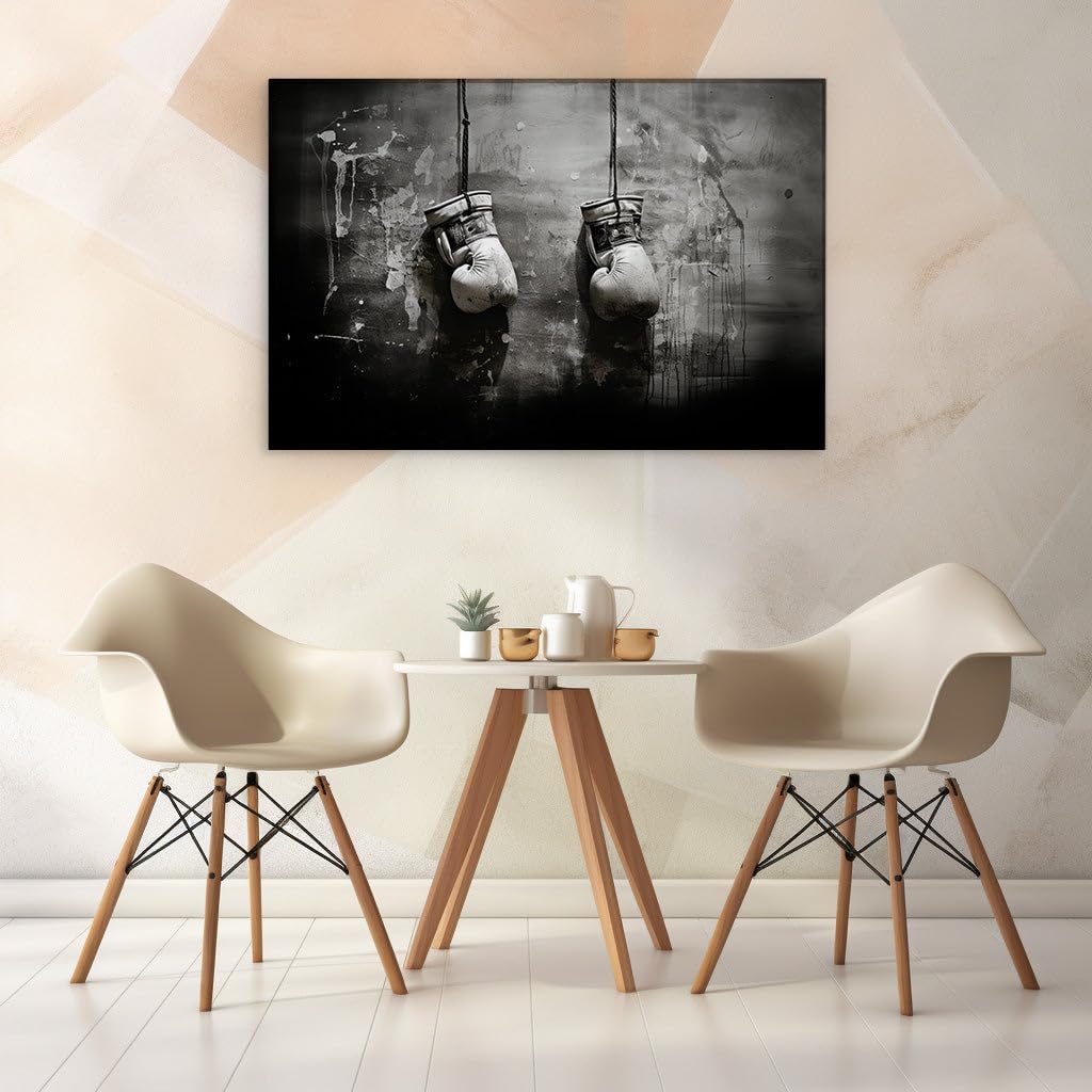 Canvas for Living room. Fading Battles A Vintage Tale of Boxing Glory, 27 x 18 inch Canvas Wall Art - Contemporary Masterpieces - Retro Home Decor