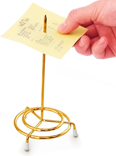 Miniatura 3 de New Star Foodservice 23770 Soporte de husillo de control chapado en latón para recibos 65 pulgadas dorado