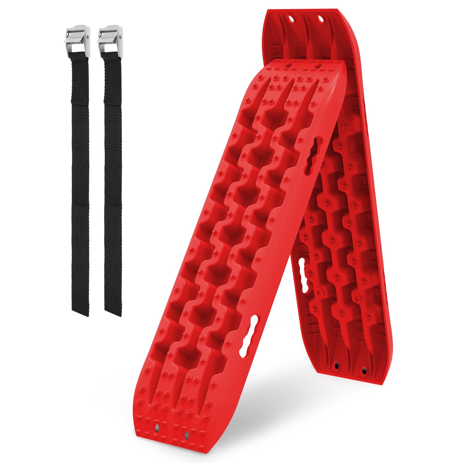 ZESUPER Recovery Traction Tracks Escape Buddy Traction Mats for Off-Road Mud, Sand, Snow (Pack of 2) (Red)-picture-23