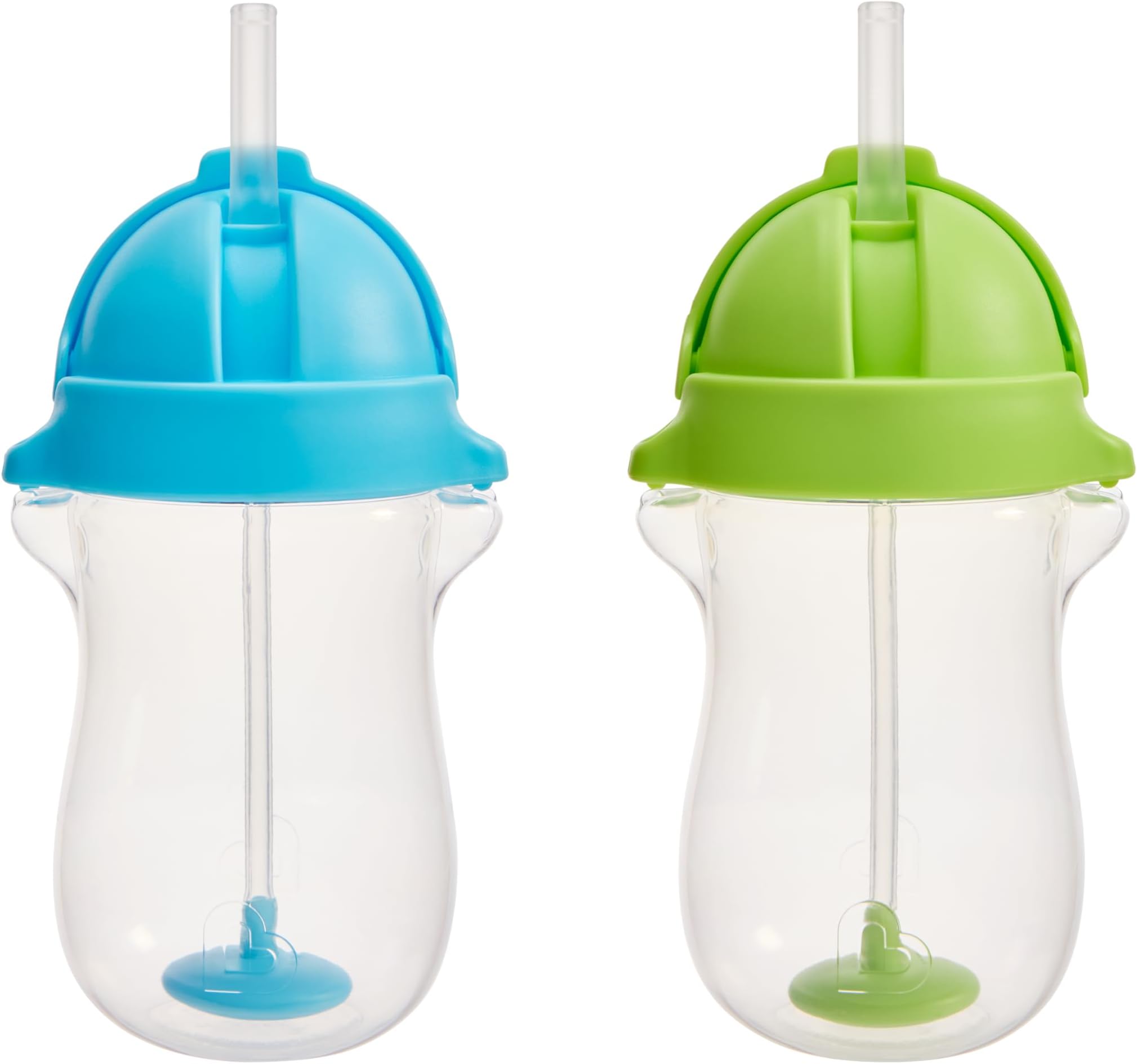Munchkin Any Angle Weighted Toddler Straw Cups with Click Lock Lid, 10 Ounce, 2 Pack, Blue/Green