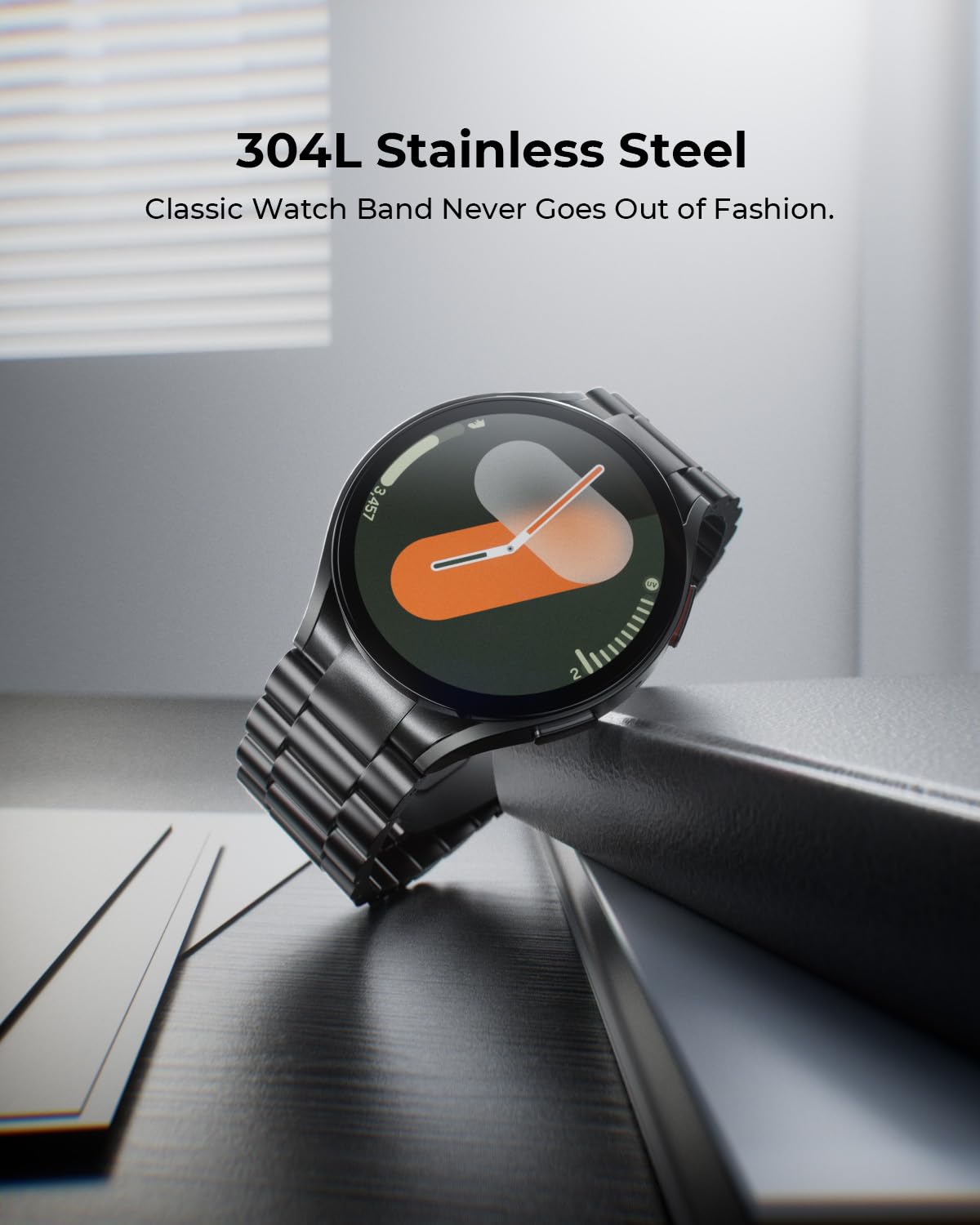 SUNDAREE No Gap Cinturino Compatibile con Samsung Galaxy Watch 7 44MM 40MM/Watch 6 Claissc 47MM/5 Pro 45MM,Uomo Metallo Acciaio Orologio Cinturini Band per Watch FE/6/5/4 46MM 43MM 42MM,Grigio