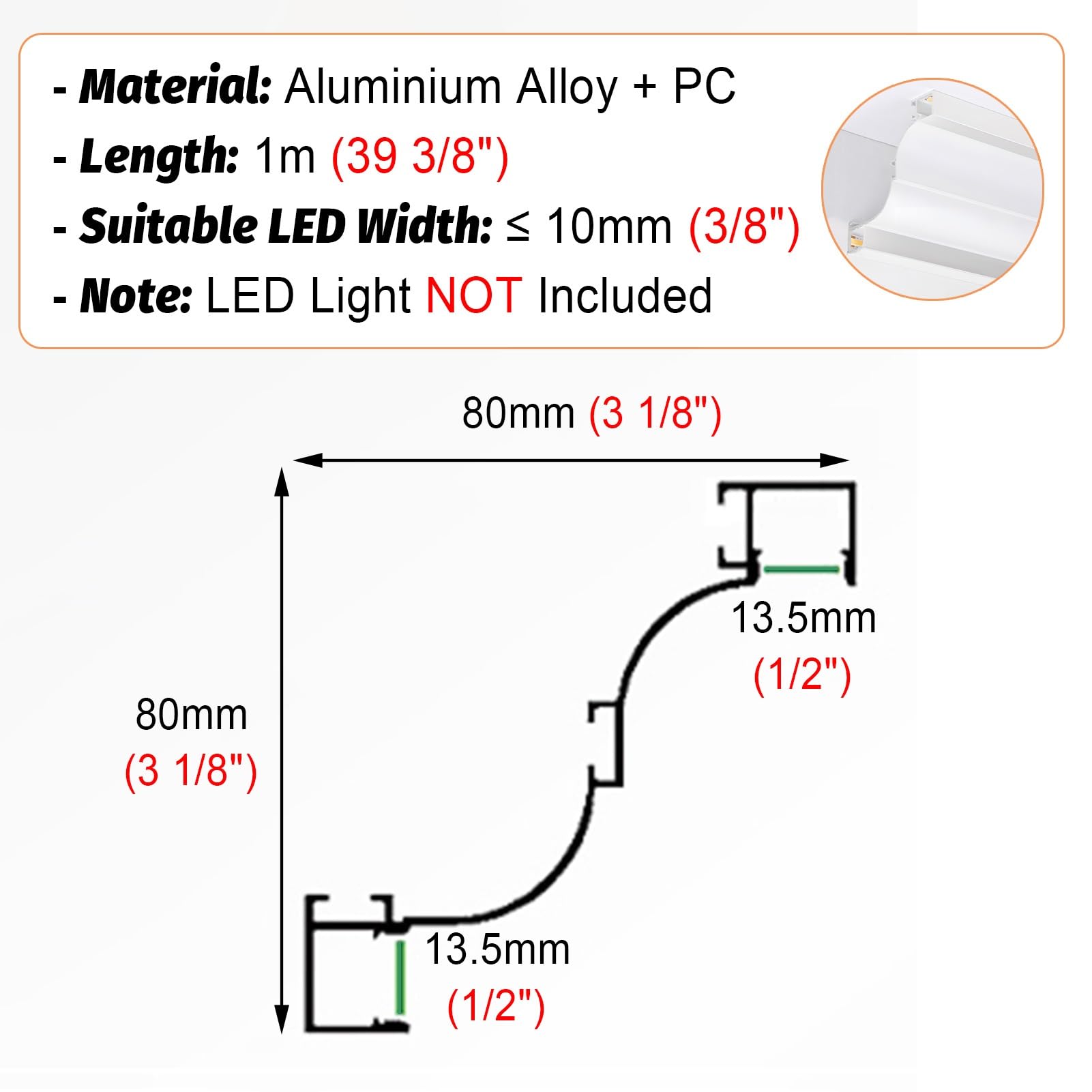 Perfil LED Moldura Corona Borde de Pared Doble Cara Canal de Iluminación en Tira, Difusor de Moldura de Corona LED para Cocina Baño, Sin Ranuras Hogar Carcasa de Barra de Luz de Techo(Black,1m (3.3 ft